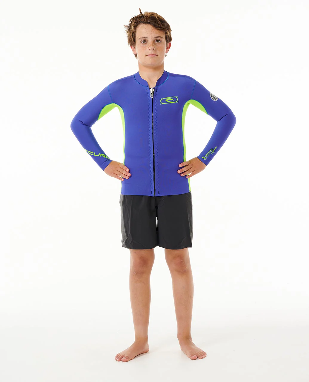Boys Dawn Patrol Long Sleeve 1.5mm Front Zip Wetsuit Jacket - Image 4