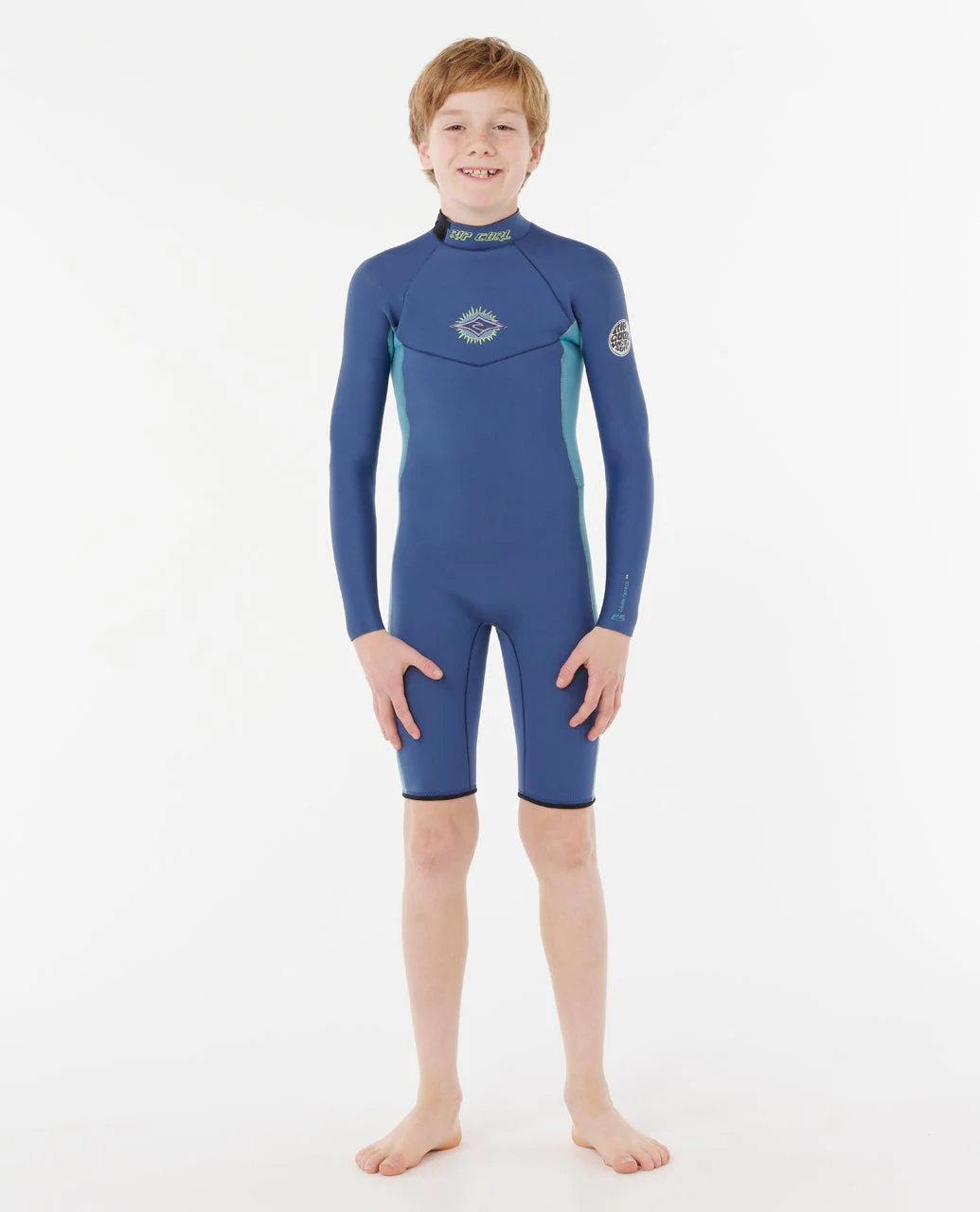 Kids Dawn Patrol Long Sleeve 2mm Back Zip Spring Suit Wetsuit - Image 4